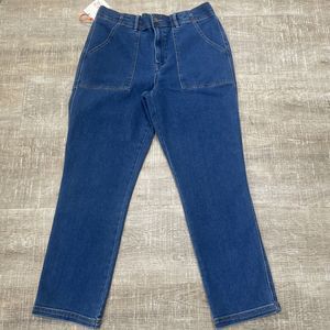 Knox Rose Women's Straight Leg High Rise Blue Jeans Size large Stretch 36X30 NEW
